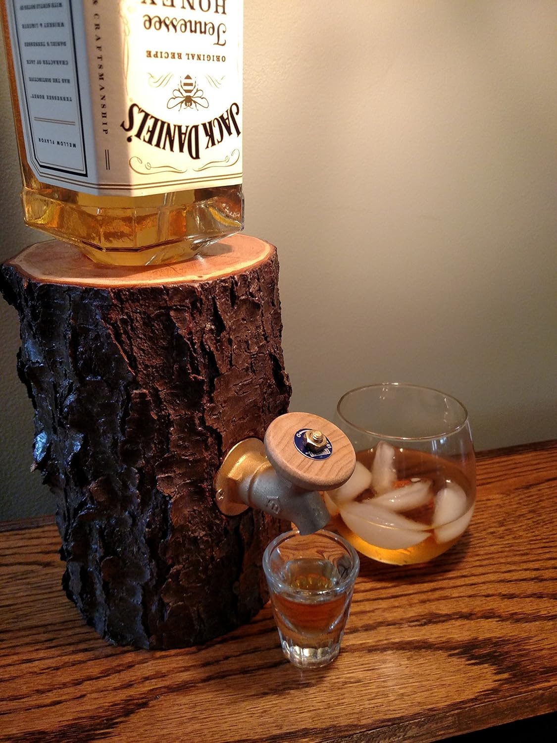 Liquor Dispenser, The Real Wood Log Liquor Dispenser New and Improved, Patent
