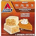 Atkins Pumpkin Pie Snack Bar, 10g Protein, 3g Net Carbs, 2g Sugar, High Fiber, 5 Count