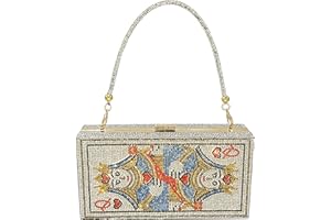 pearl&she Diamond Women Evening Handbags Purse Minaudiere Clutch Bag,Stack of Cash Dollars Crystal Clutch Purses
