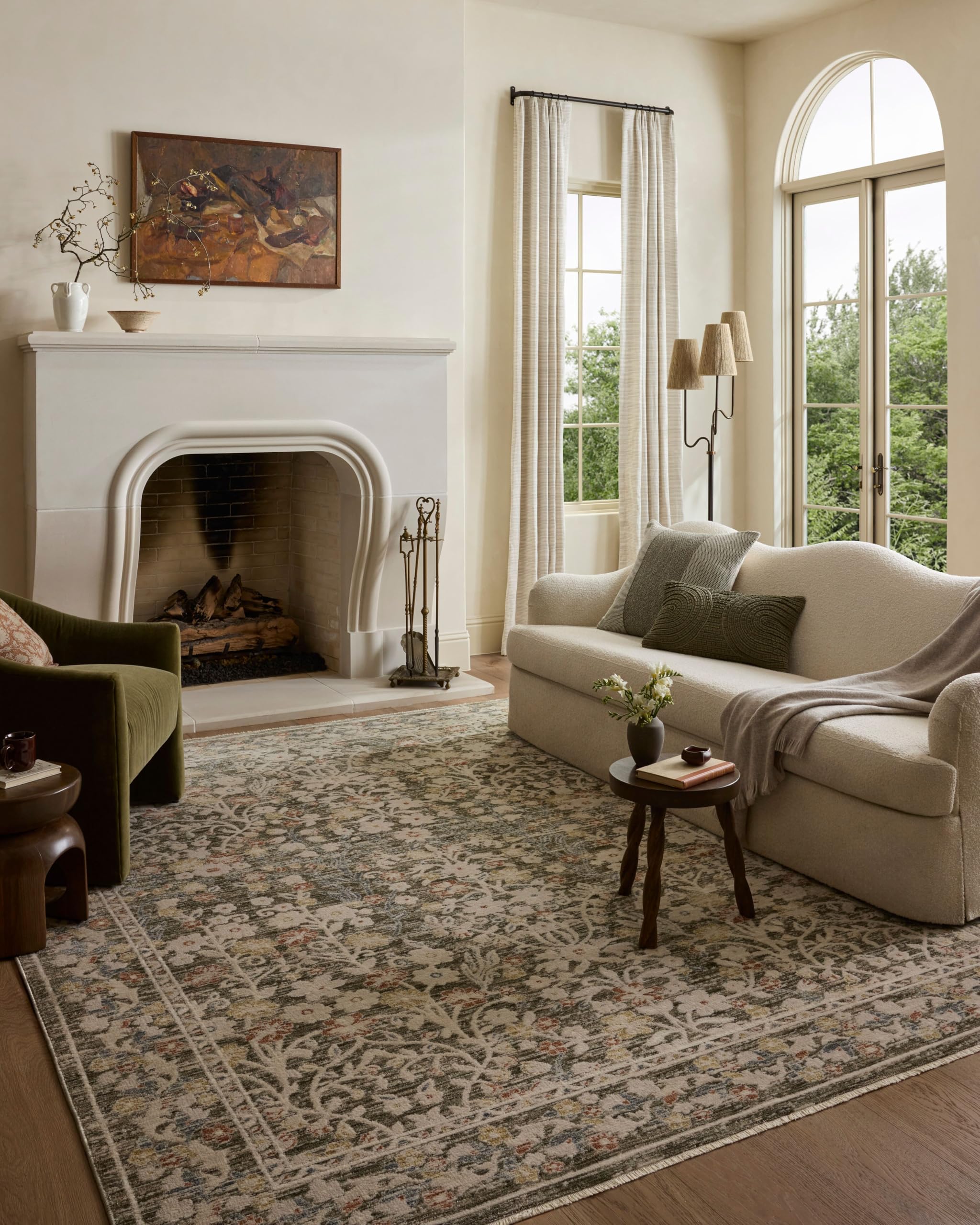 Photo 1 of Loloi Clarisse Collection CLS-05 Olive/Multi 7'-10" x 7'-10" Fringe Round Area Rug