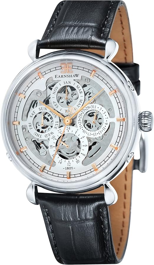 Thomas Earnshaw Grand calendar Men's Automatic Watch with Silver Dial Analogue Display with