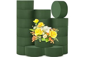 Hahood 18 Packs Round Floral Foam Blocks Green Wet Dry Flower Foam Bricks 3.15 Inch DIY Flower Arrangement Supplies Kit Florist Block for Aisle Flowers Wedding Party Decorations