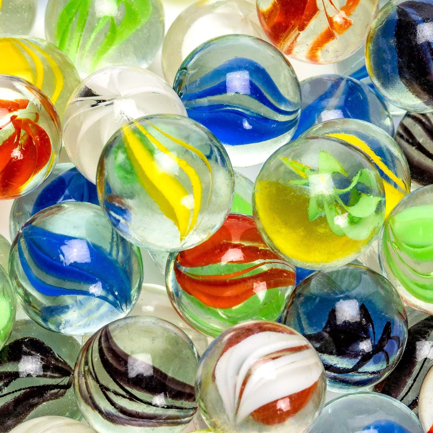 Yellow Mountain Imports 60 Pieces Translucent Chinese Checkers Glass Marbles with Petal Design - 16 Millimeters - Image 5