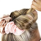 Brushworks Heatless Curling Hair Scrunchie Pink Satin Overnight Damage-Free view 5