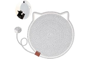 LETALONG Cat Scratcher Mat, Natural Cotton Rope Cat Scratch Pad, 15.7'' Round Horizontal Floor Cat Scratching Pads for Indoor Cats, Cat Furniture Protector for Wall, Couch, Carpets, Sofas