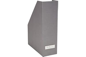 Bigso Viktoria Magazine Organizer - Durable Magazine Holder for Papers, Manuals and More with Metal Label Holder - Magazine File Holder for Office Desks - 4″x9.7″x12.7″ - Grey
