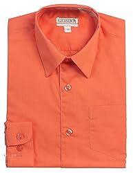 Gioberti Boys Long Sleeve Solid Dress Shirt, Coral, 6