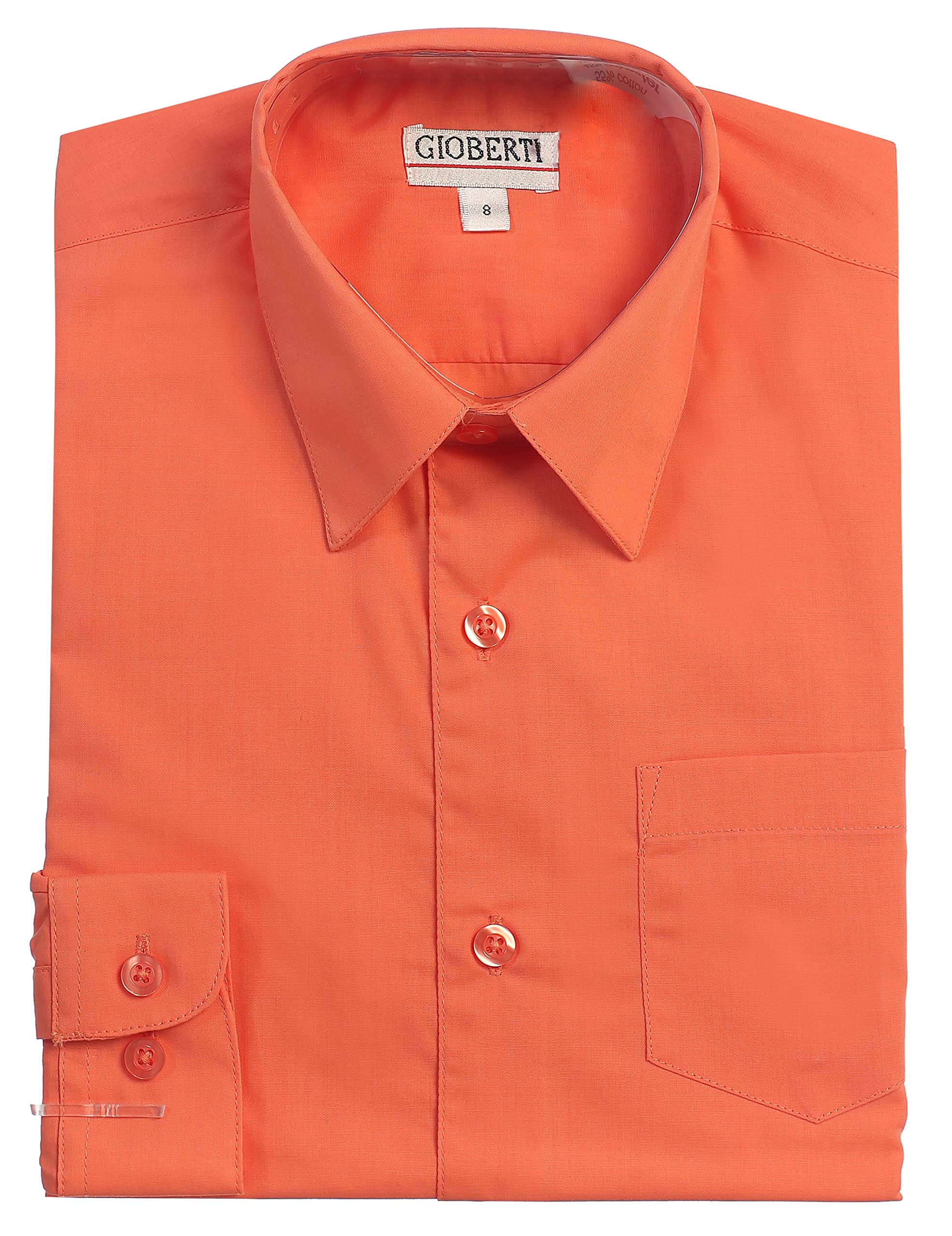 Gioberti Boys Long Sleeve Solid Dress Shirt, Coral, 6