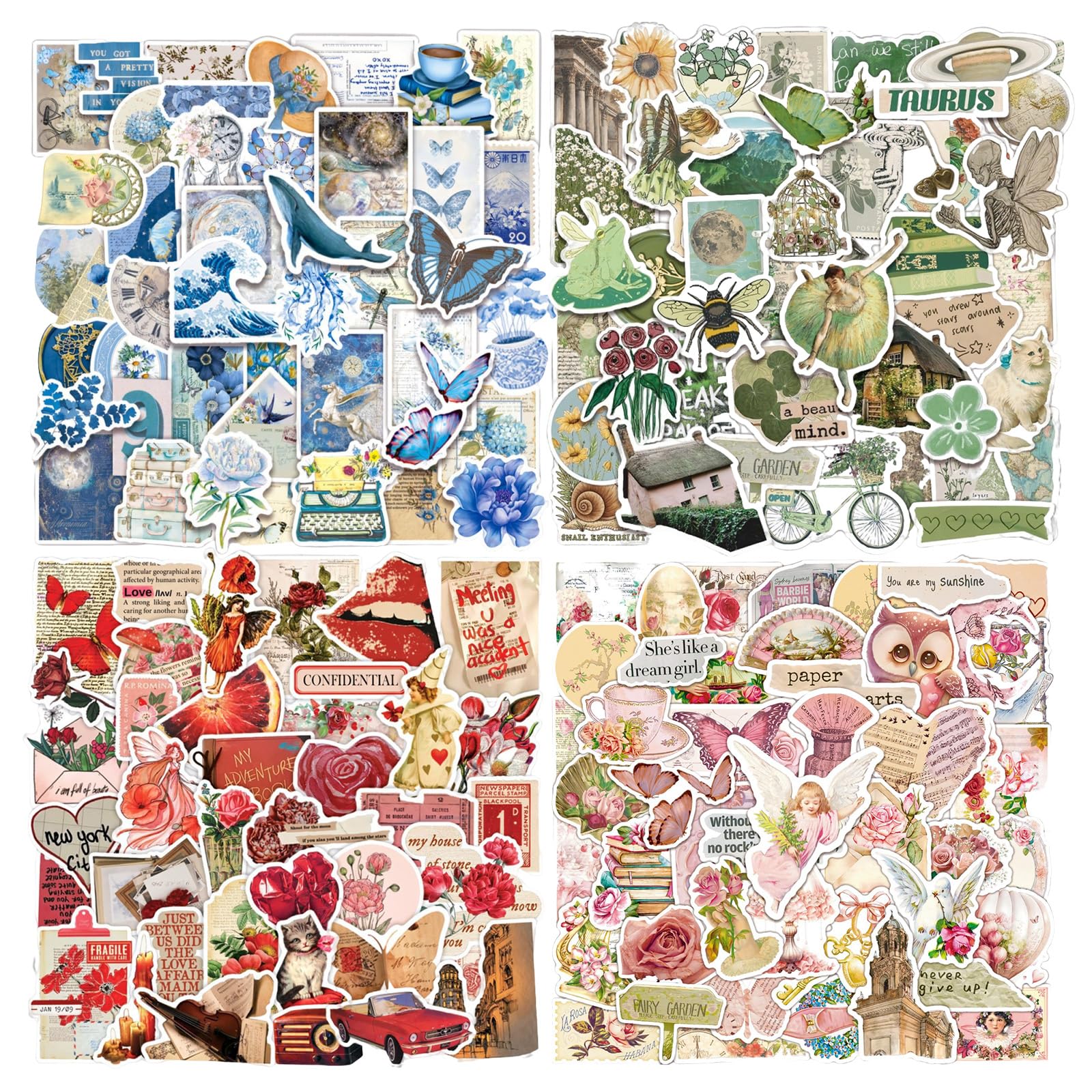 200Pcs Vintage Aesthetic Stickers Pack,Waterproof Vinyl Decals with Cute Retro Designs for Laptop,Water Bottle,Journaling,Scrapbook & Skateboard,Unique Gift for Girls,Teens & Adults (Aesthetics)
