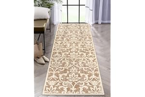 Morebes Vintage Kitchen Runner Rug Washable,Runner Rugs for Hallway 2x6,Non-Slip Bath Mat Distressed Floral Rug Indoor Floor Carpet Runner for Entryway Laundry Room Foyer,Pale Khaki