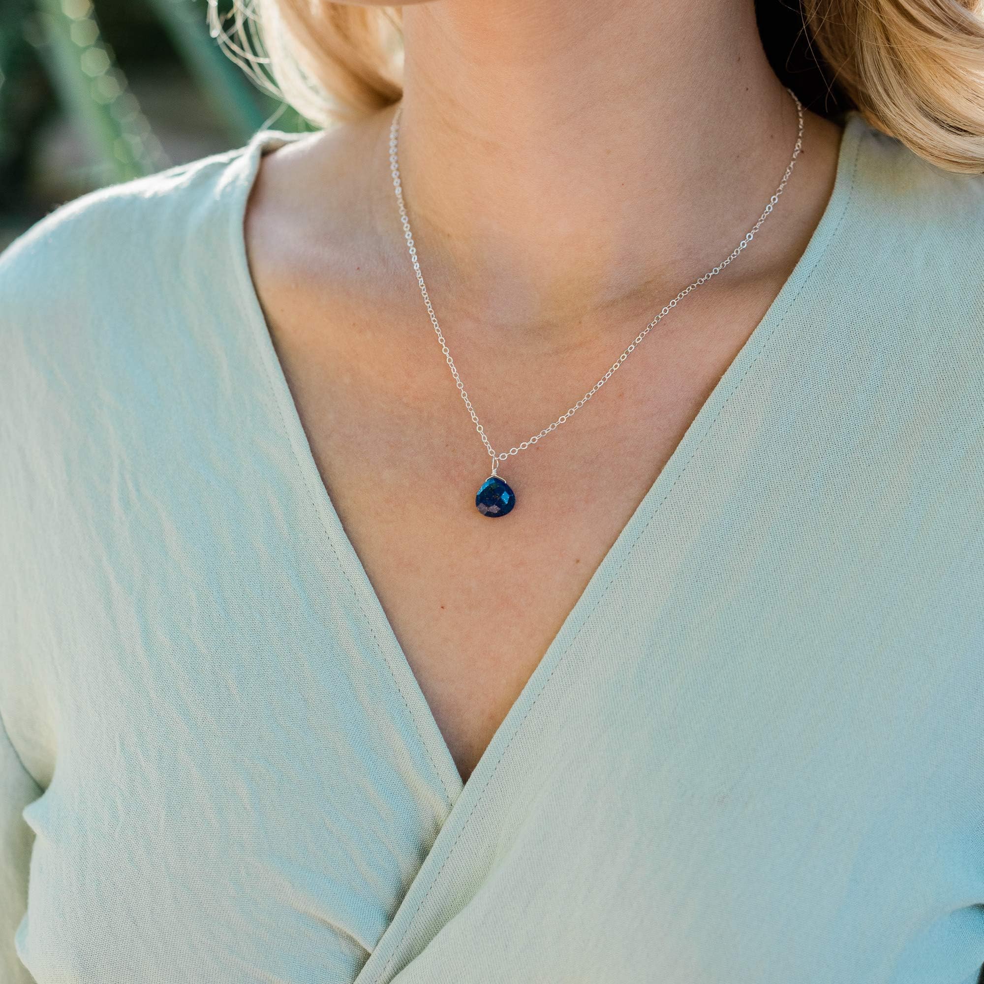 Lapis Lazuli Teardrop Necklace in Sterling Silver
