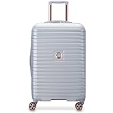 DELSEY PARIS Cruise 3.0, 24 Inch Checked-Medium Luggage, Platinum | Expandable Suitcase, Hardside, Lightweight 100% Polycarbonate, Dual-Density Spinner Wheels, Overweight Indicator, TSA Lock