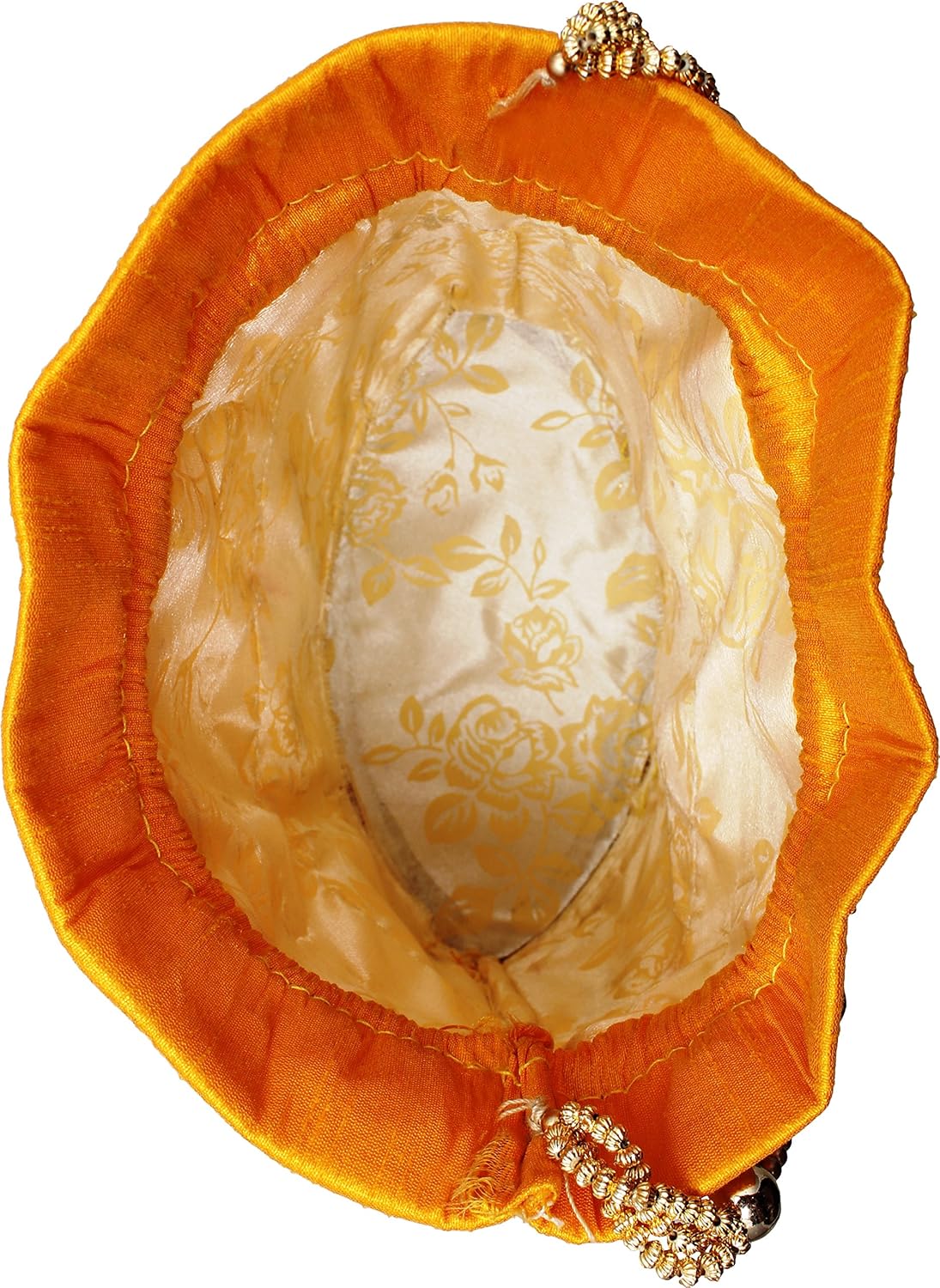 bombay haat ethnic rajasthani women's silk potli bag for party(yellow, bp0000y)