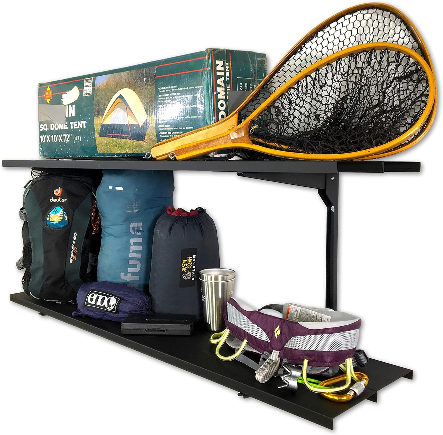 StoreYourBoard 2 Tier Shelves, Home and Garage Storage Wall Mount, 46 Inch Wide, Holds Tools, Sports Equipment, Camping Gear, Auto Parts, and More: Furniture & Decor