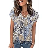 Zeagoo Womens Tops Short Sleeve V Neck Shirts Summer Dressy Casual Business Clothes Work Blouses Fashion Clothing Outfits