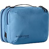 Eagle Creek Pack-It Trifold Toiletry Kit - Dopp Kit Toiletry Organizer with Padded Interior, Durable Hanging Hook & Large Compartments - Water Resistant & Washable - Blue Dawn