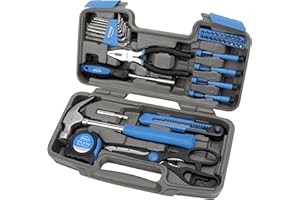 Apollo Tools Original 39 Piece General Household Tool Set in Toolbox Storage Case with Essential Hand Tools for Everyday Home