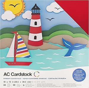 American Crafts Variety Pack Primaries 60 Sheets of 12 x 12 Inch Cardstock