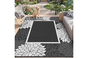 RESARE-Outdoor Rug-Patio Rug 5x8 ft RV Camping Floral Waterproof Mat Portable Outdoor Area Carpet for Deck Porch Picnic Balco
