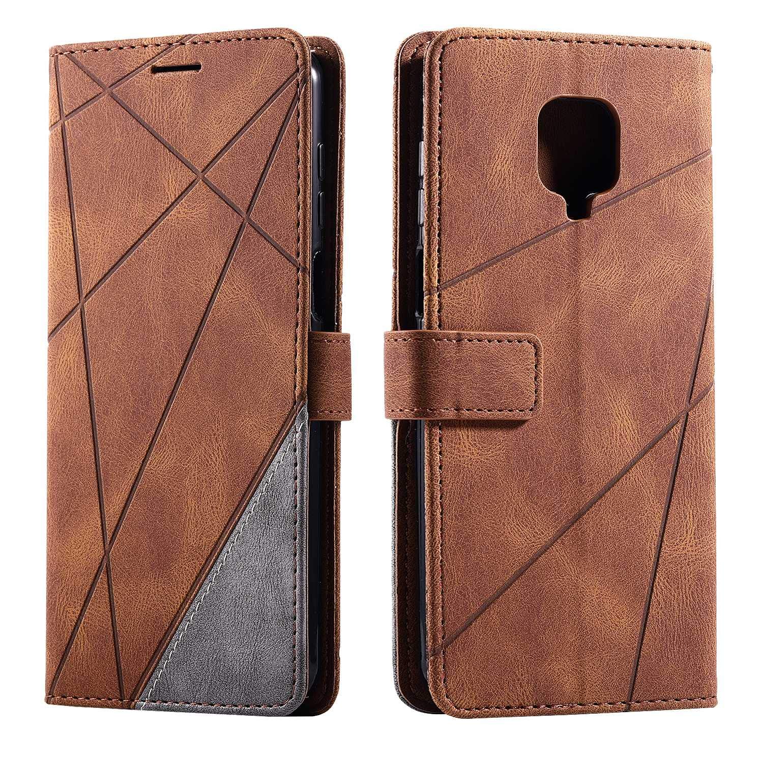SONWO Case for Xiaomi Redmi Note 9 Pro Case, Premium Leather Flip Wallet Case Magnetic Closure Card Slots Kickstand Phone Case for Xiaomi Redmi Note 9 Pro, Brown
