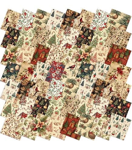 Lot De 80 Carrés De Tissu Noël 5 Pouces - Charm Pack #1, 4 Carrés Par Motif, 20 Coloris