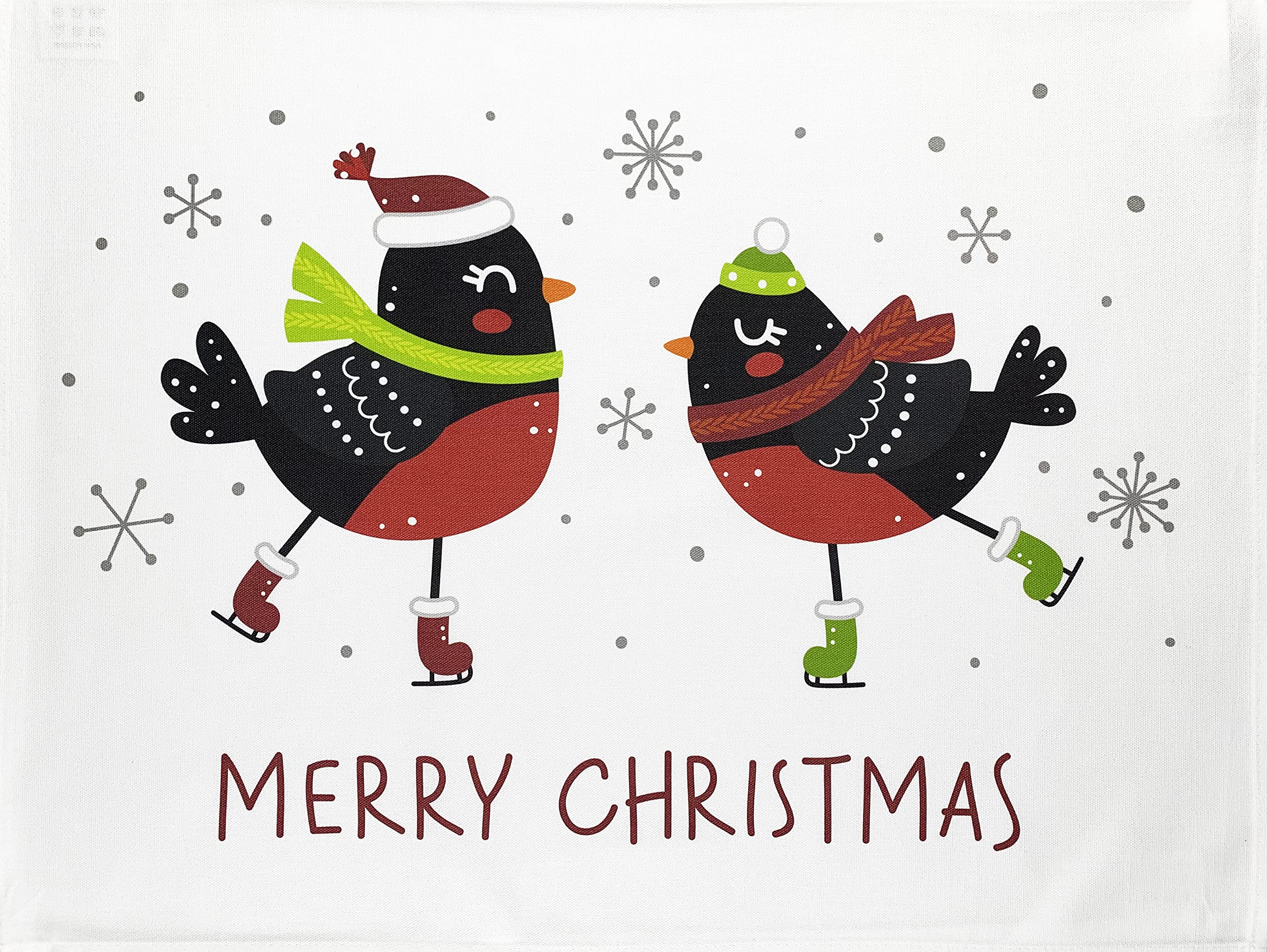 Half a Donkey The Skating Robins Large Cotton Tea Towel