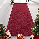 AROGAN Luxury Long Bathroom Runner Rug, 24x60 Inch Thick Soft and Absorbent Microfiber Non Slip Bath Mat, Rubber Backing Christmas Bath Rugs Carpets, Washable Plush Mats for Shower Floor, Red