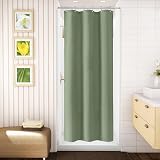 Waterproof Narrow Shower Curtain 92x182cm Green with Metal Hooks view 2
