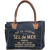 Shy Shy Bags Sel De Mer Canvas & Cowhide Tote Bag - Upcycled Radiant Leather Hand Bag