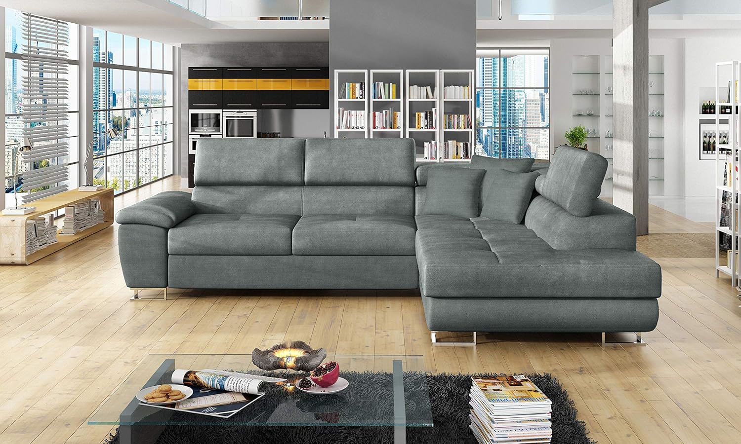 Honeypot Furniture Sofa Anton Storage sofa bed Black/grey