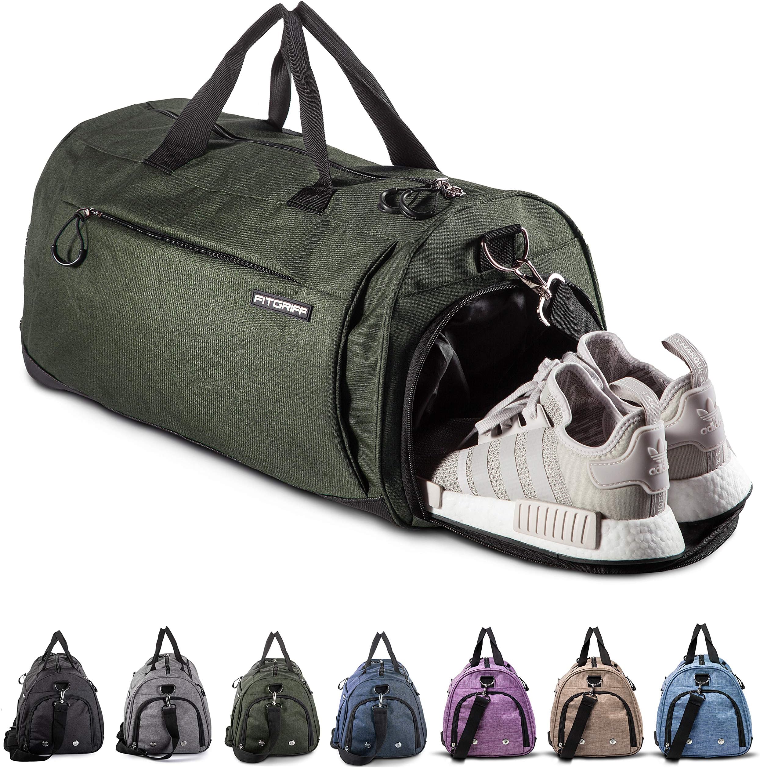 Fitgriff® Sports Gym Bag for Men and Women - with Shoe Compartment & Wet Pocket - Fitness Bag