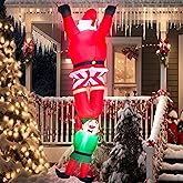 Joiedomi Hanging Christmas Inflatables Decoration, Christmas Inflatable Climbing Santa with Falling Elf, Blow Up Santa with Build-in LEDs for Xmas Party Outdoor Yard Garden Lawn Decor