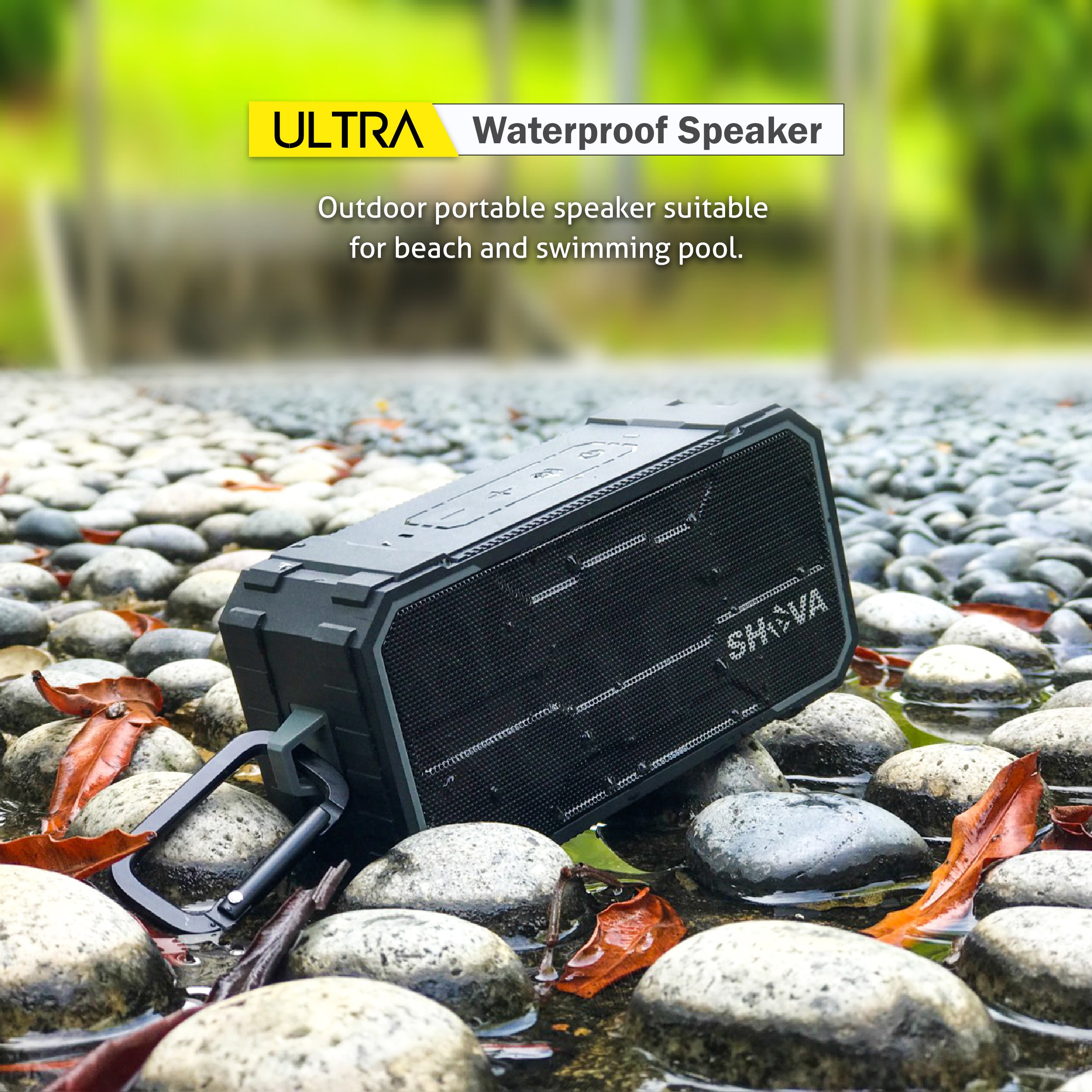 SHAVA Bluetooth Speaker, Outdoor IPX6 Waterproof Speaker, Portable Wireless Speaker 10W Drivers Speaker Enhanced Bass, Built in Mic Speakerphone, Aux-in, MicroSD for Beach,Pool,Party and Hiking(Ultra)