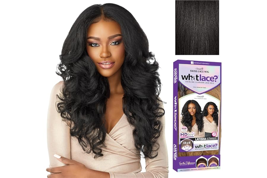 Sensationnel What Lace 13X6 Wigs – Latisha Lacefrontal Hand Tied Glueless Synthetic With Natural Density Preplucked Hairline (Off Black 1B)