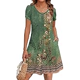 Zeagoo Womens Summer A-Line Dress with Pockets Mini Short Sleeve Dresses Flowy Beach Swing Dress 2026 Vacation Travel