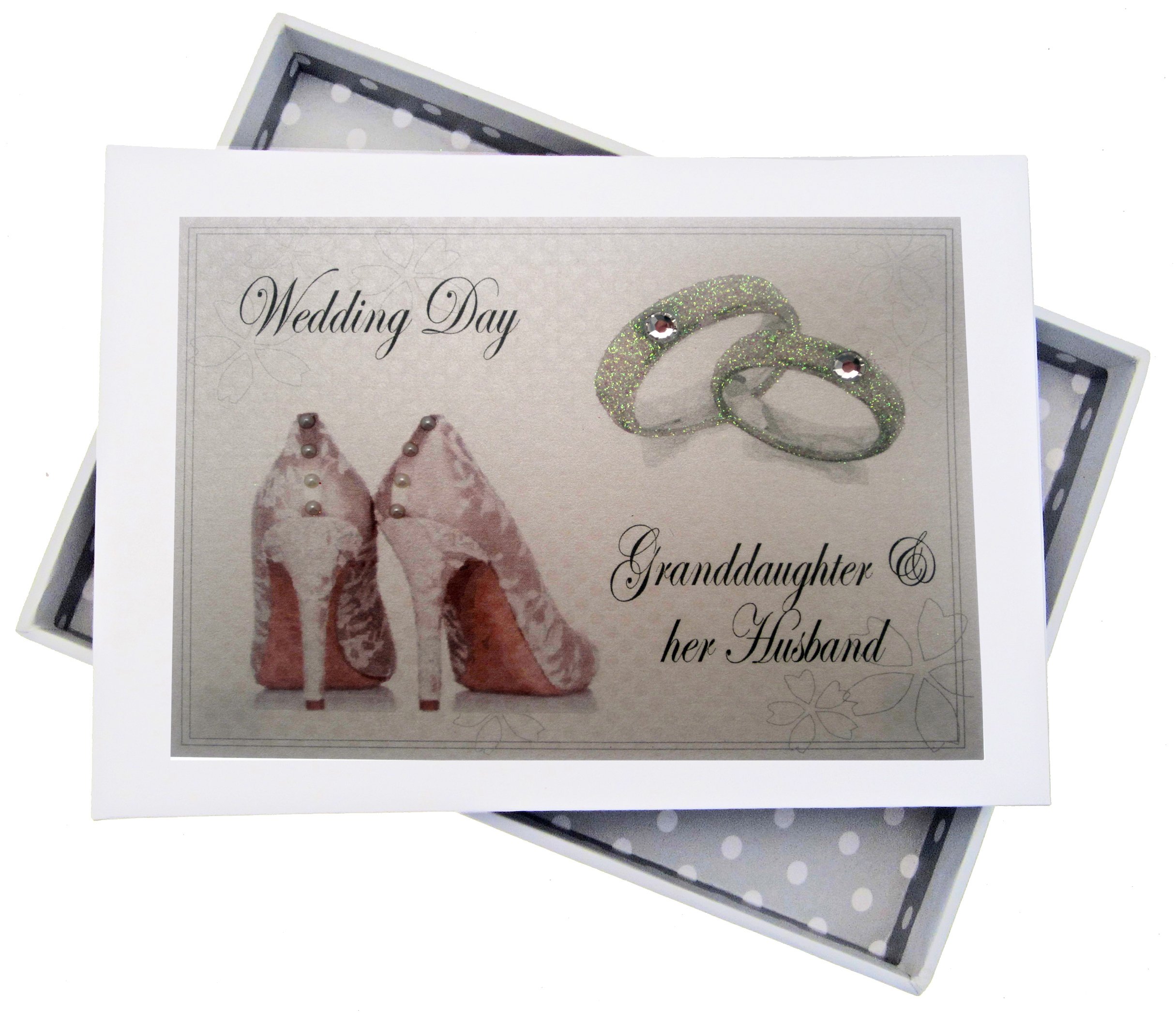 White Cotton Cards Day, Granddaughter & her Husband Mini Photo Album, Shoes and Wedding Rings design, Board, 12.5 x 17.5 x 2.5 cm