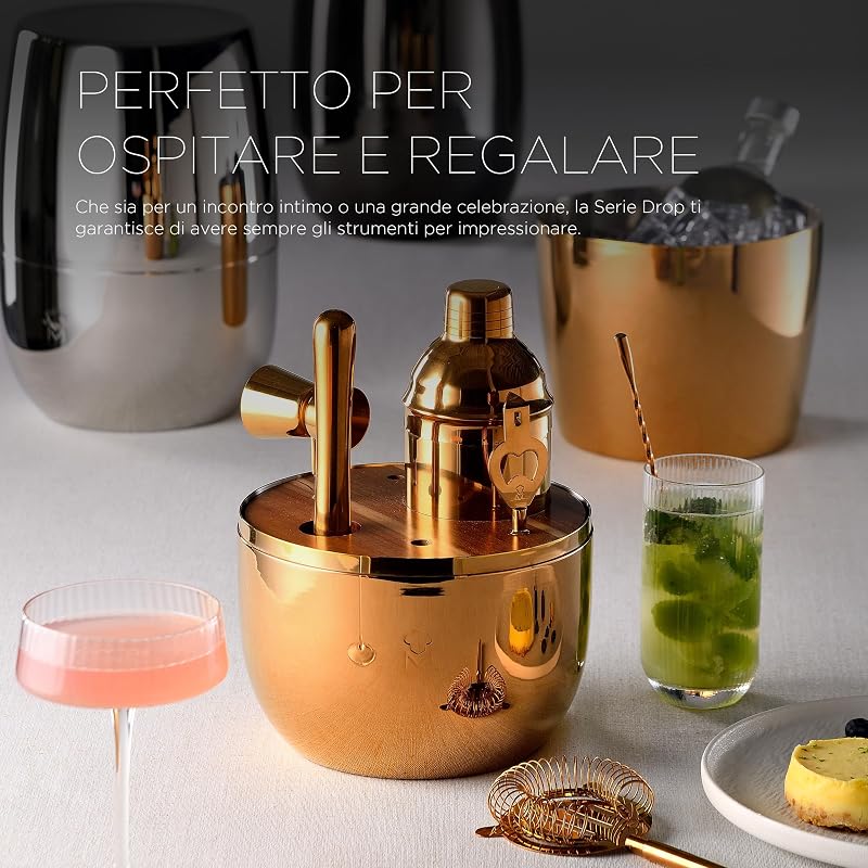 THE DROP - Set da cocktail da 6 pezzi - Acciaio inossidabile - Design elegante e salvaspazio - Ideale per la mixologia, le riunioni e i regali - Altamente resistente