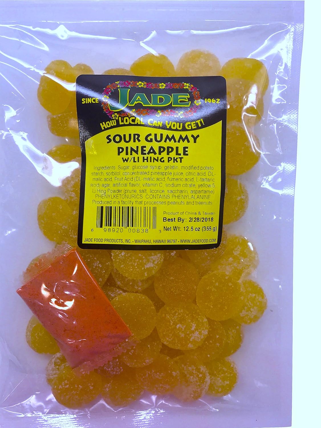 Jade Hawaii Sour Gummy Candy with Li Hing Packet