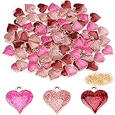 SANNIX 90Pcs Valentine's Day Heart Charms with 150Pcs Jump Rings, 3 Colors (Red, Pink, Rose Red), DIY Jewelry Making Crafts Supplies
