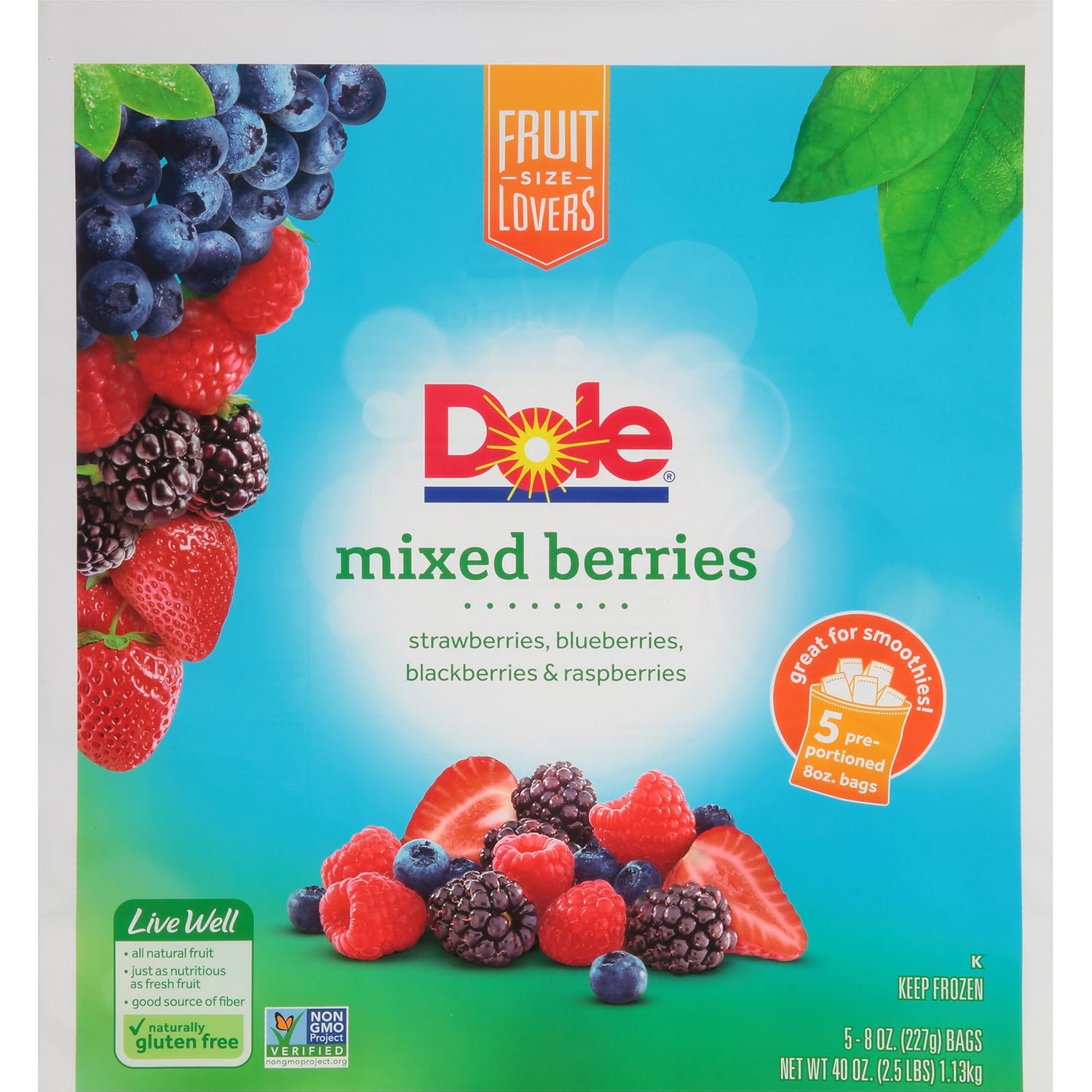 DOLE Frozen Mixed Berries, 40 Ounce Bag with 5 Preportioned Packets