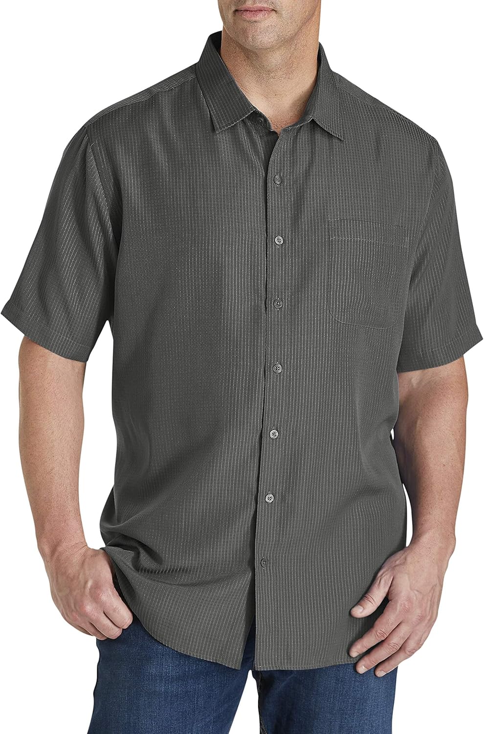 Harbor Bay by DXL Big and Tall Microfiber Comfort Grid Sport Shirt at