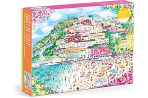 Galison Coast of Italy – 1000 Piece Michael Storrings Jigsaw Puzzle Featuring Beautiful Artwork of Positano Italy Summer Beach
