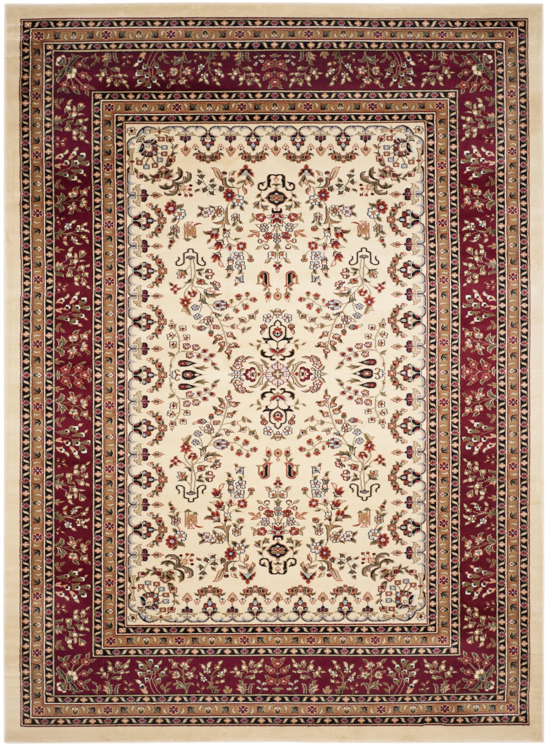SAFAVIEH Area Rug 8x10 - Lyndhurst Collection - Large - Ivory & Red, Traditional Oriental Design, Non-Shedding & Easy to Clean, Ideal for Living Room, Bedroom, Dining Space (LNH331A) Image