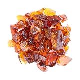 Hiland Fire Pit Glass in Amber, Extreme Tempature Rating, Good for Propane or Natural Gas Fire Pit Table,10 lb, Golden Amber, RGLASS-AMB