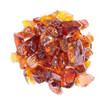 Hiland Fire Pit Glass in Amber, Extreme Tempature Rating, Good for Propane or Natural Gas Fire Pit Table,10 lb, Golden Amber, RGLASS-AMB