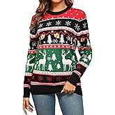 GRECERELLE Women's Ugly Christmas Sweater Funny Christmas Tree Tunic Pullover Reindeer Crew Neck Holiday Sweater 2024