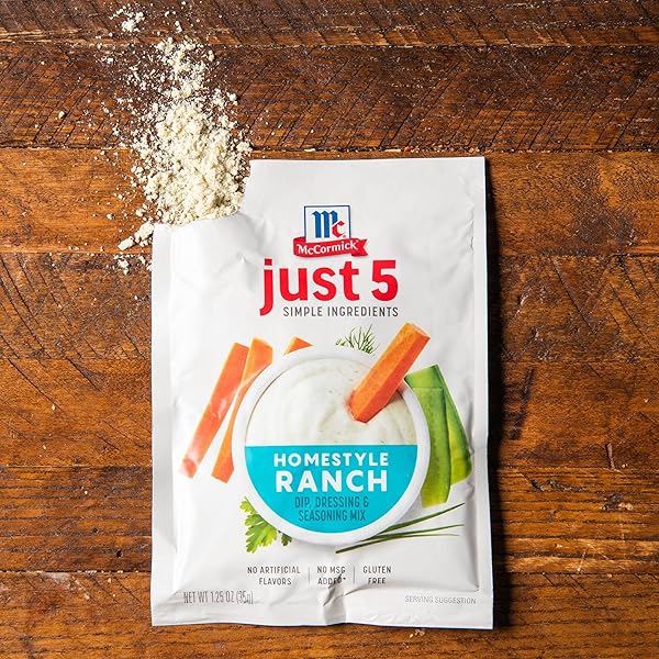 MCCORMICK JUST 5 SIMPLE INGREDIENTS HOMESTYLE RANCH DIP, DRESSING & SEASONING MIX, 1.25 OZ