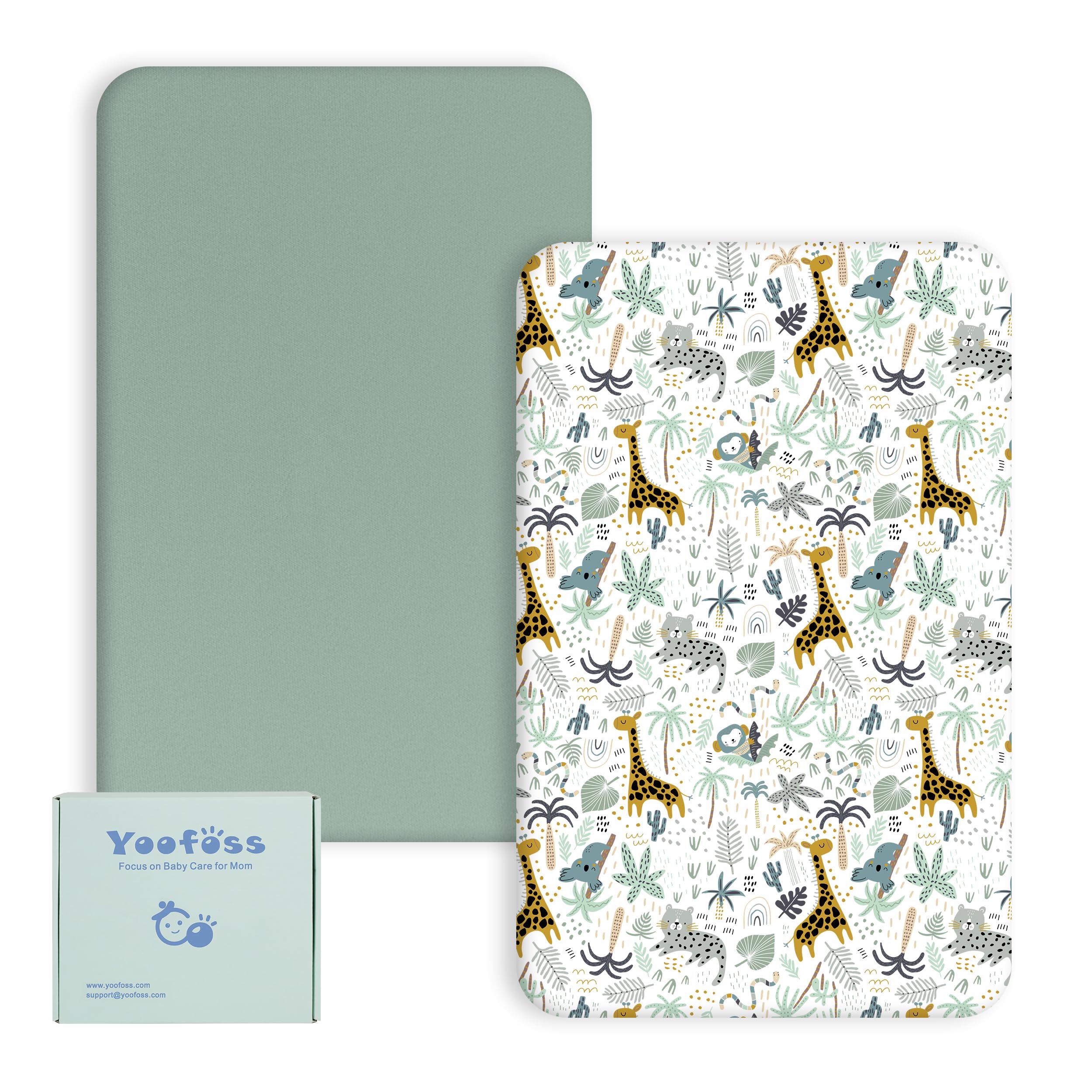 Yoofoss Cot Sheets 120 x 60 cm fitted Ultra Soft and Breathable Cot Bed Sheets Cozy Cot Fitted Sheets 2 Pack Green Giraffes