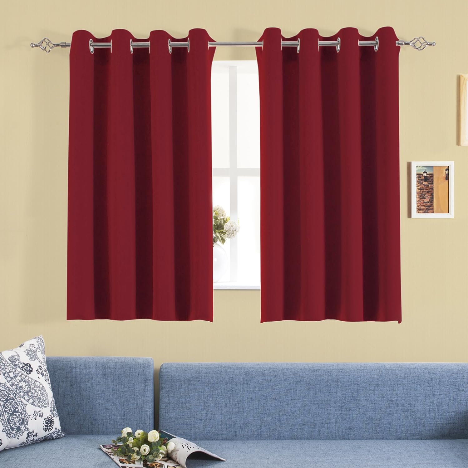 Aquazolax Thermal Insulated Blackout Window Curtains Solid Pair of