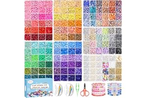 Hbnlai 23000 Pcs Clay Beads Bracelet Making Kit, Flat Preppy Beads for Friendship Jewelry Making, Polymer Heishi with Charms 